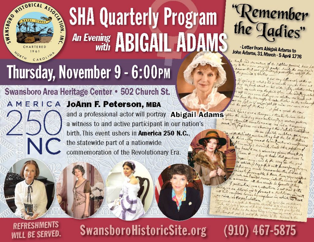 SHA Quarterly Program: An Evening with Abigail Adams